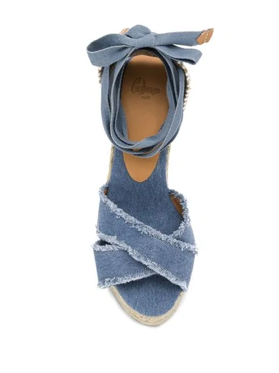 Shop Castaã±er Bluma Wedge Sandals In Blue