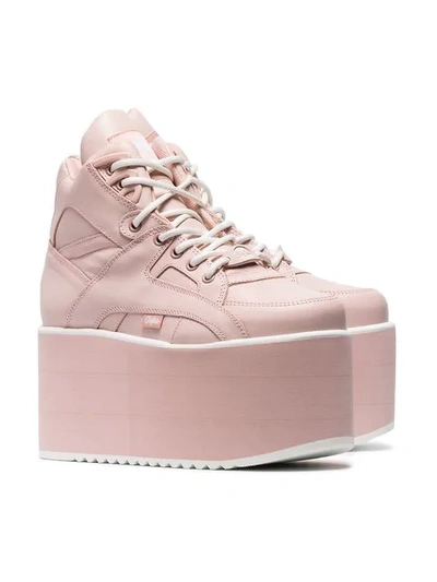 Shop Buffalo Pink Classic High Nubuck Flatform Sneakers