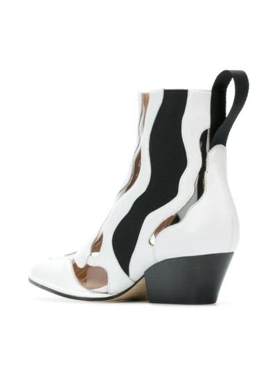 Shop Sergio Rossi Cut-out Contrasting Ankle Boots - White