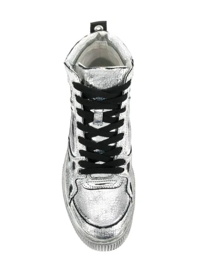 Shop Diesel Lace-up Boots In Silver