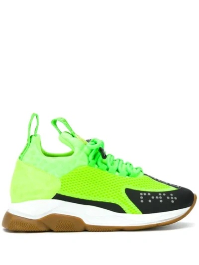 Shop Versace Cross Chainer Sneakers In Green