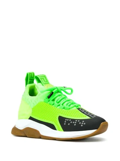 Shop Versace Cross Chainer Sneakers In Green