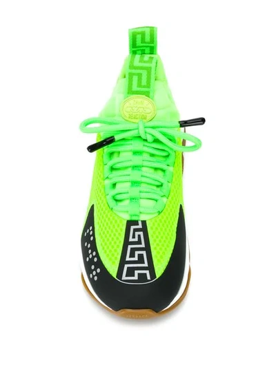 Shop Versace Cross Chainer Sneakers In Green