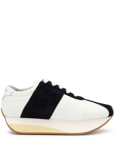 Shop Marni Bigfoot Flatform Sneakers In White