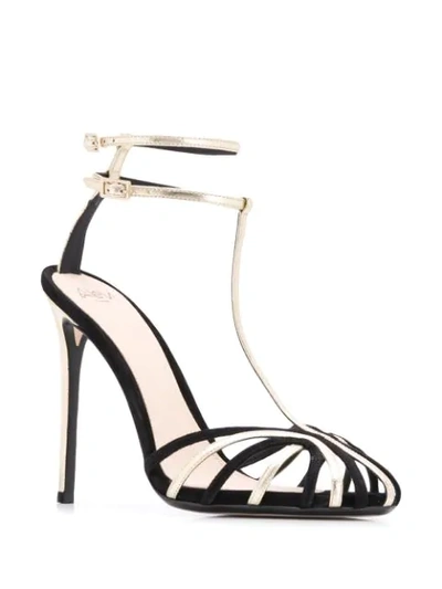 Shop Alevì Stella Stiletto T-bar Sandals In Black