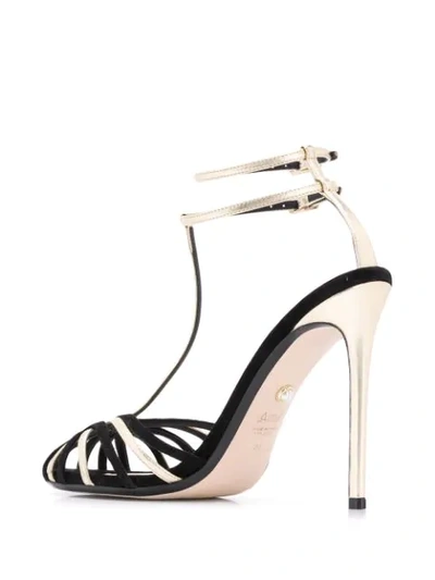 Shop Alevì Stella Stiletto T-bar Sandals In Black