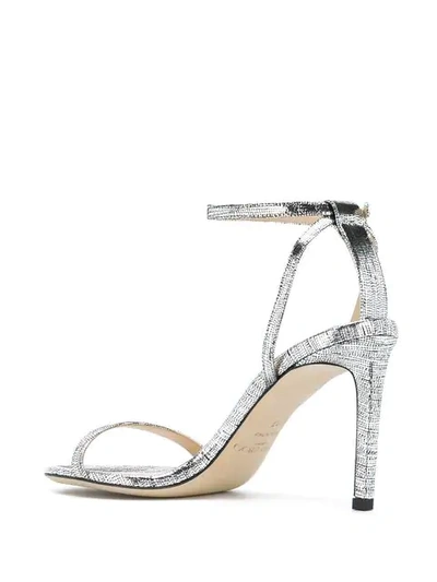 Shop Jimmy Choo Minny 85mm Metallic Sandals In Silver