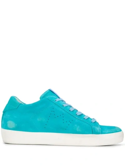 Shop Leather Crown Sneakers Mit Perforiertem Logo In Blue