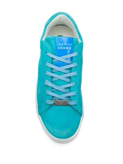 Shop Leather Crown Sneakers Mit Perforiertem Logo In Blue