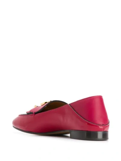 Shop Chloé 'c' Embellished Loafers - Red