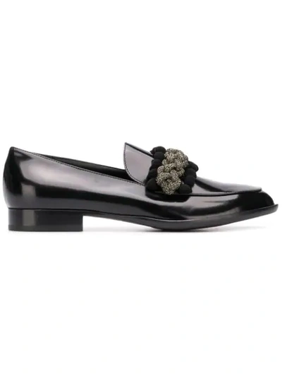 Shop Agl Attilio Giusti Leombruni Braided Detail Loafers In Black