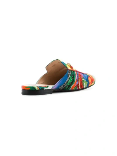 Shop Gucci Multicoloured Princetown Hawaiian Leather Loafers In Blue