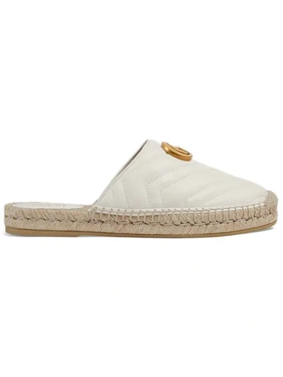 Shop Gucci White Double G Leather Espadrille