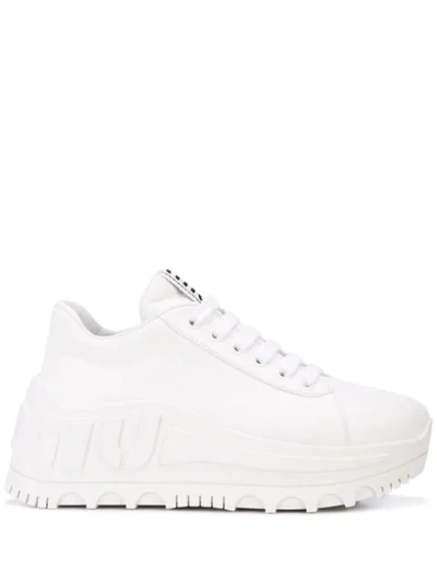 Shop Miu Miu Run Sneakers In F0009 Bianco/white