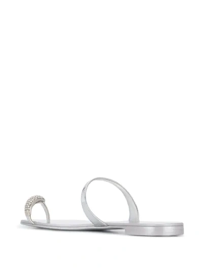 Shop Giuseppe Zanotti Embellished Flat Sandals In Silver
