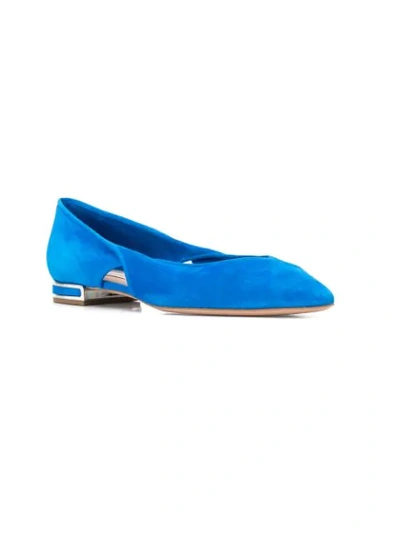 Shop Casadei Twisted Ballerinas In Blue