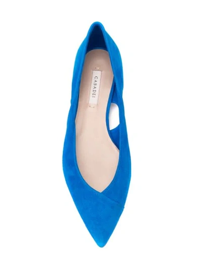 Shop Casadei Twisted Ballerinas In Blue