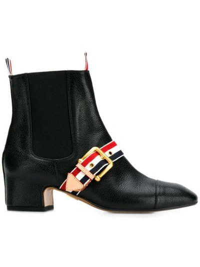 Shop Thom Browne Rwb-strap Chelsea Boots In Black