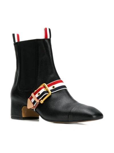 Shop Thom Browne Rwb-strap Chelsea Boots In Black