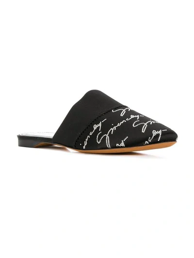 Shop Givenchy Crystal Logo Mules In Black