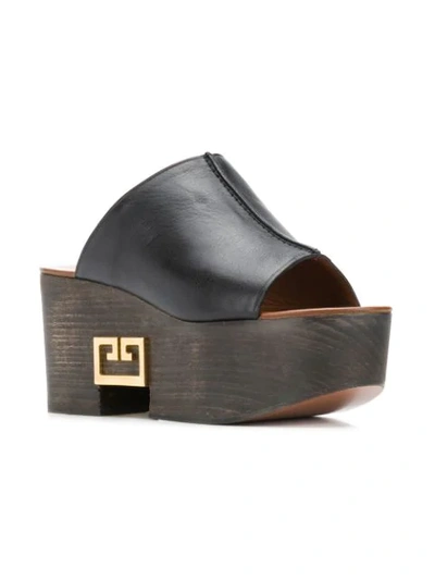 Shop Givenchy Logo Platform Mules In Black