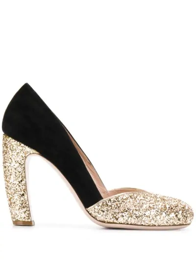 Shop Miu Miu Sequin Embellished Pumps In Gold