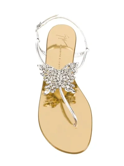Shop Giuseppe Zanotti Butterfly Sandals In Gold