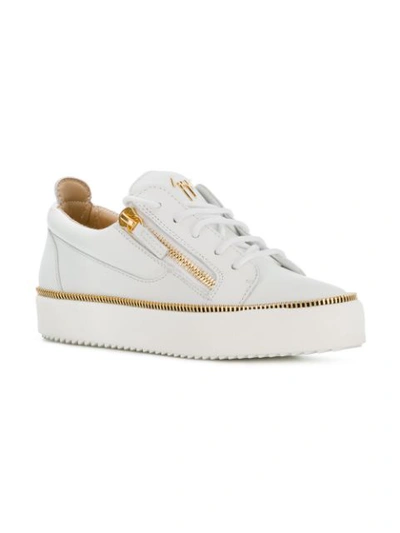 Shop Giuseppe Zanotti Design Nicki Zip Detail Sneakers - White