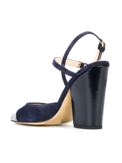 Shop Thom Browne High-block D'orsay Slingback Heel In Leather In Blue