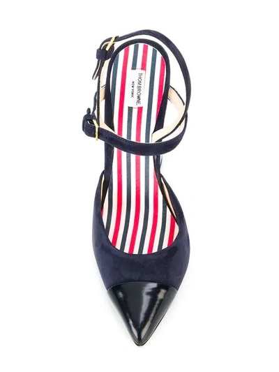 Shop Thom Browne High-block D'orsay Slingback Heel In Leather In Blue