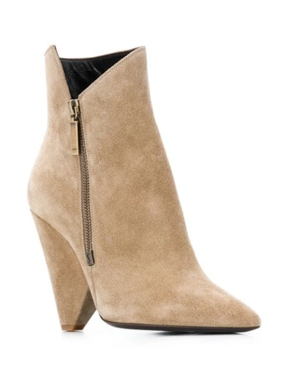 Shop Saint Laurent Niki Ankle Boots In Neutrals