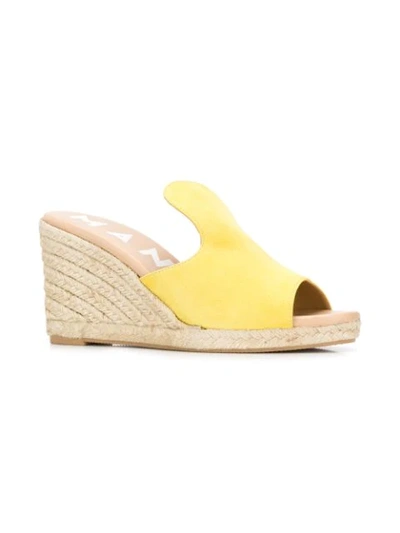 Shop Manebi Wedge Mules In Yellow