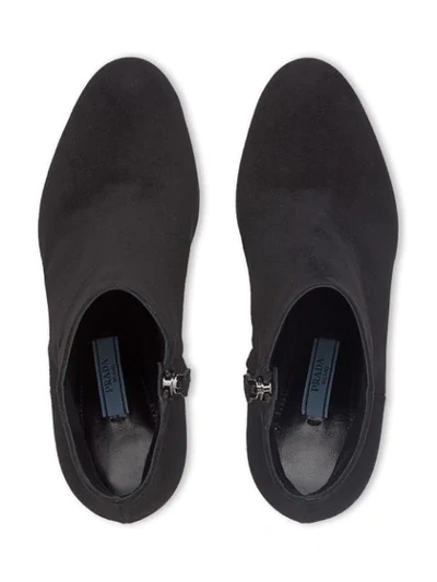 Shop Prada Suede Platform Booties In Black