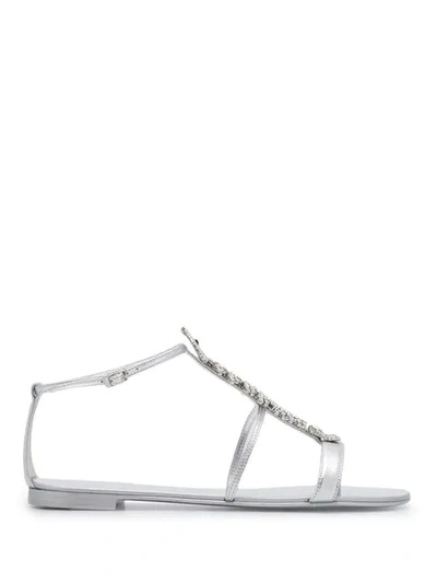 Shop Giuseppe Zanotti Slim Sandals In Silver