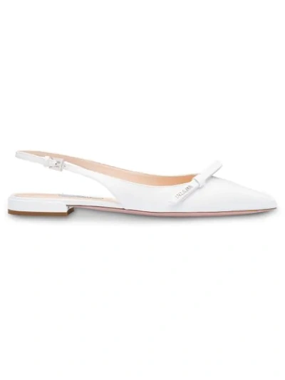 Shop Prada Slingback Ballerina Shoes In White