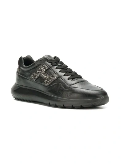 Shop Hogan Glitter Embellished Sneakers In Black