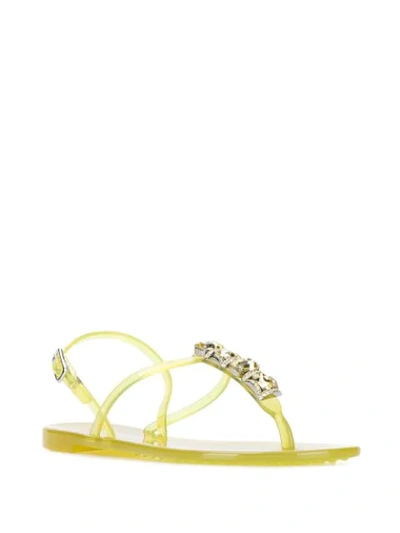 Shop Casadei Crystal Embellished Sandals In Yellow