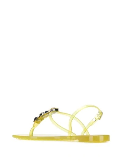 Shop Casadei Crystal Embellished Sandals In Yellow