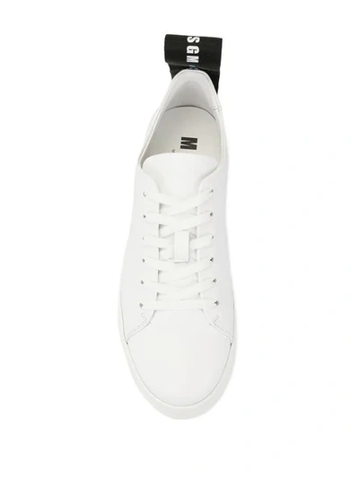 Shop Msgm Contrast Pull Tab Sneakers In White