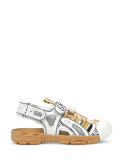 Shop Gucci Embellished Mesh Hybrid Sandals In White