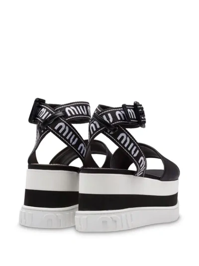 Shop Miu Miu Nylon Platform Sandals In F0002 Black