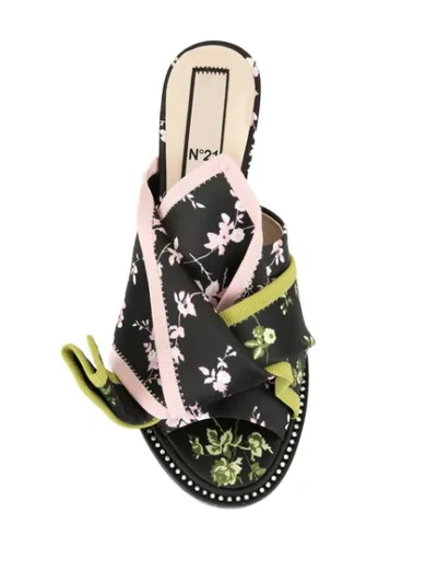Shop N°21 Floral Open-toe Sandals In Black