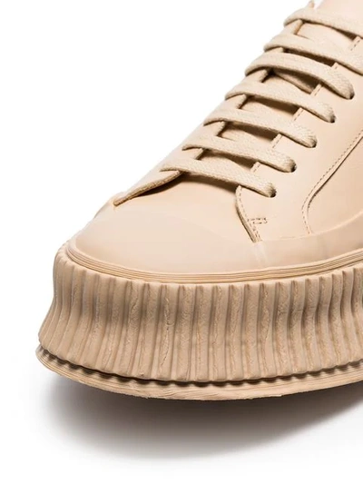 Shop Jil Sander Nude Flatform Leather Sneakers In Neutrals