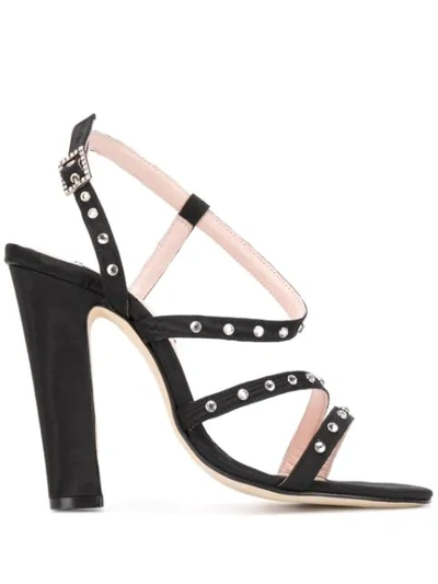 Shop Leandra Medine Studded High-heeled Sandals In Black
