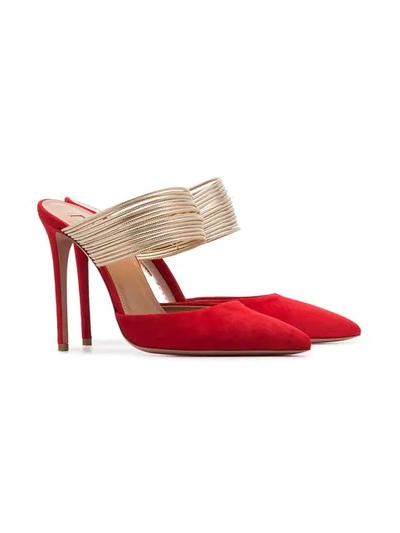 Shop Aquazzura 'new Rendezvous 105' Wildleder-mules In Red