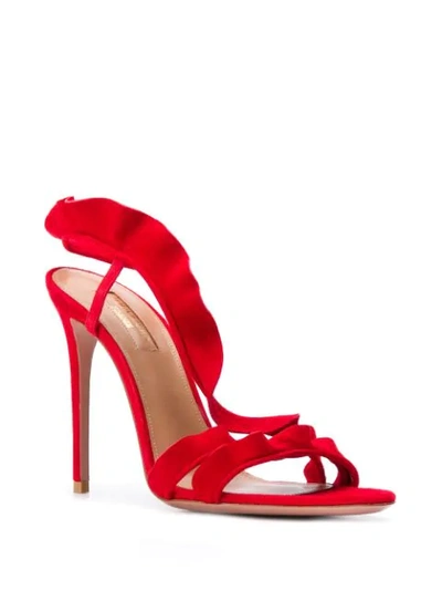 Shop Aquazzura Ruffle 105 Sandals In Red