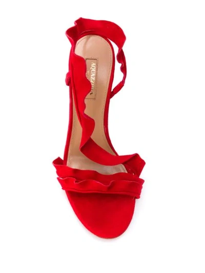 Shop Aquazzura Ruffle 105 Sandals In Red