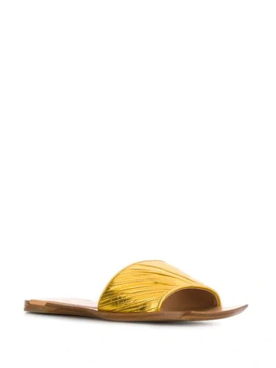 Shop Bottega Veneta Squared-toe Sandals In Gold
