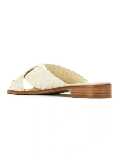 Shop Sarah Chofakian Leather Flat Sandals In White