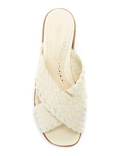 Shop Sarah Chofakian Leather Flat Sandals In White